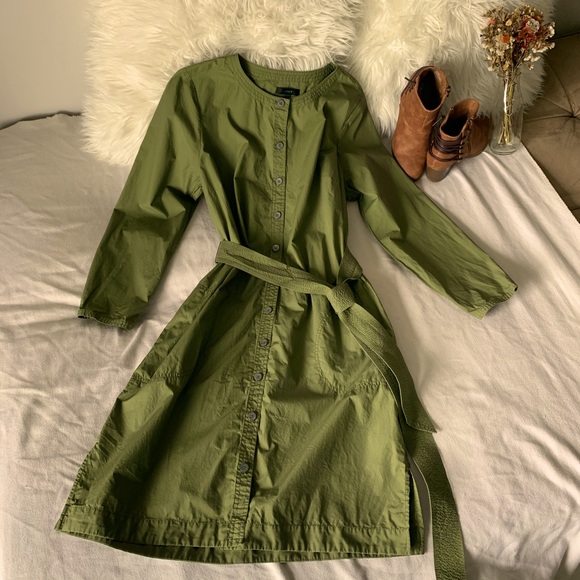 J. Crew Button Front Cotton Shirt Dress